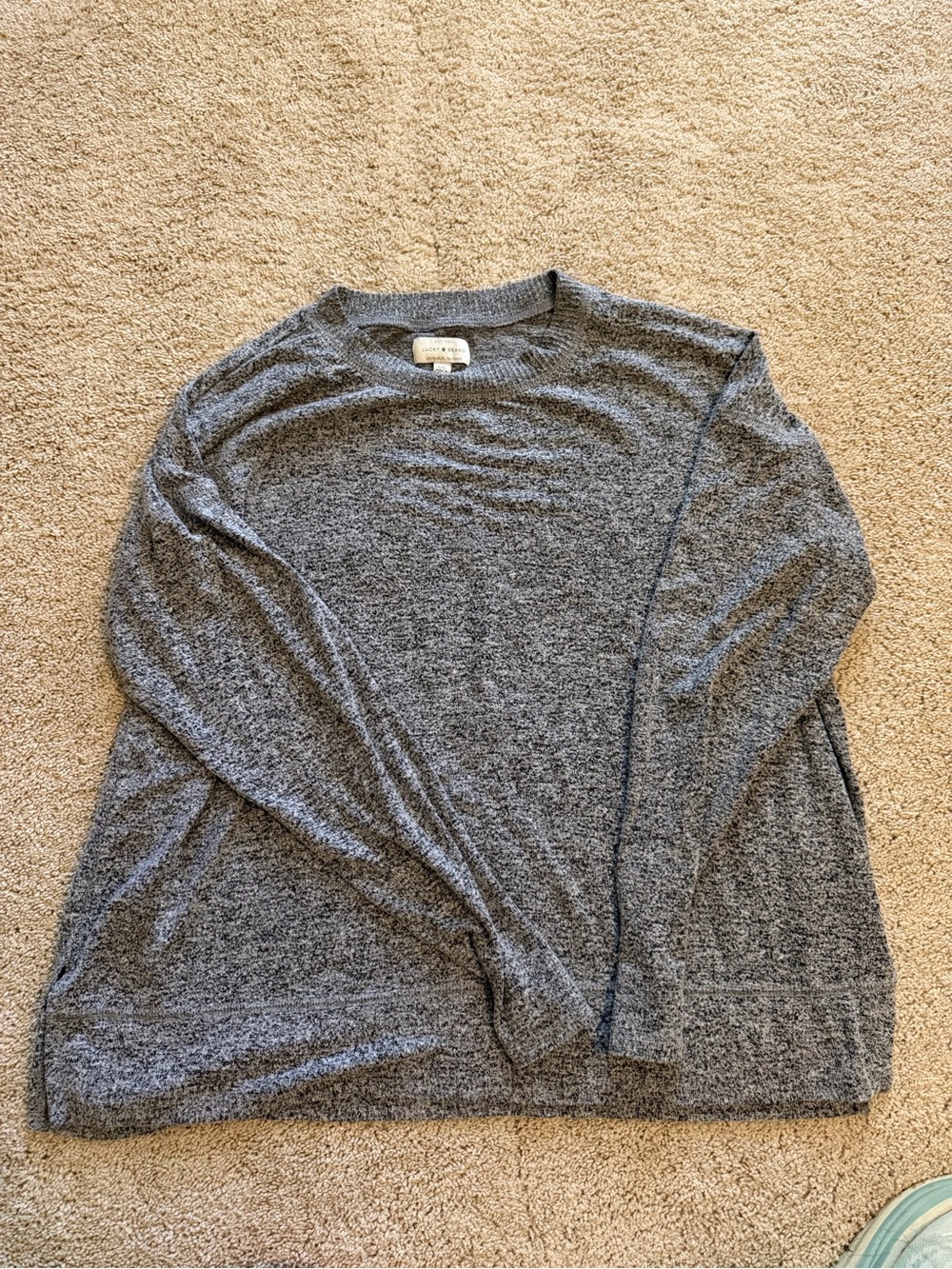 Lucky Brand Men's Heather Gray Crewneck Long-Sleeve Shirt